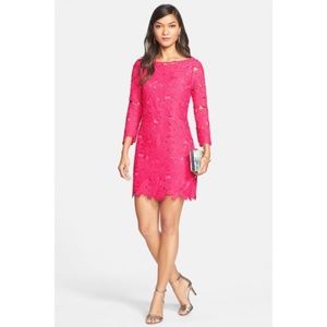 FELICITY & COCO Pink Belza Floral Lace Shift Dress